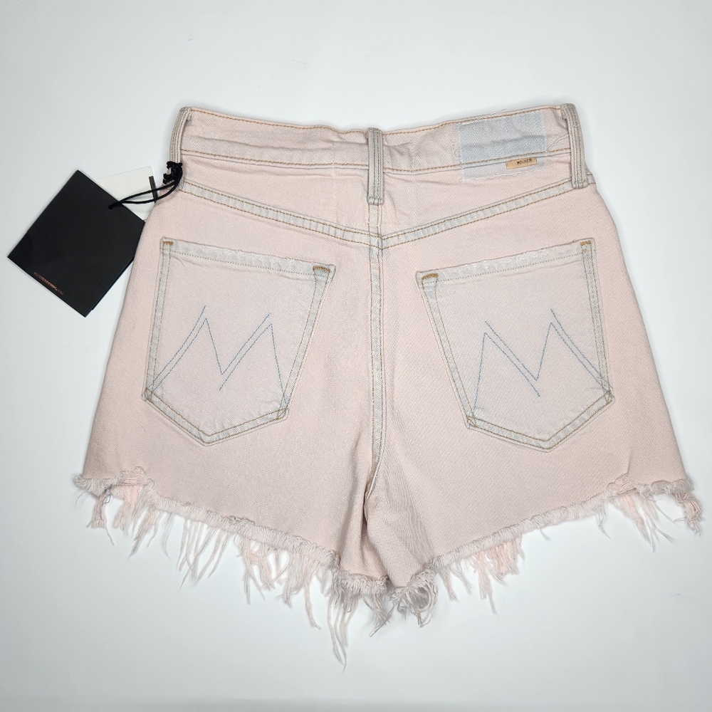 Mother Superior NWT *26 Pink Ultra High Waist Tomcat Kick Fray Shorts Distressed - Picture 3 of 15